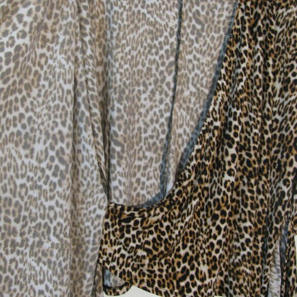* 2/$15 Worthington Animal Print Top 1X Plus Size Faux Wrap Style Knot Tie - Picture 5 of 5